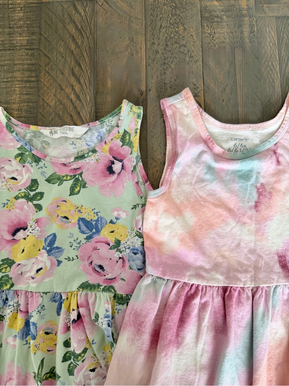 H&M CARTERS Girls Dresses Lot 3pc Summer Casual Floral Tie Dye Black Sz 6 - Picture 4 of 6